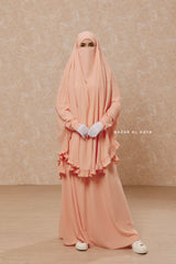 Peach Ibadah Two-piece Jilbab with Skirt, Haj, Umrah Garment & Prayer Set