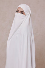 Mubarak Long White Diamond Khimar - Nidha Extra Long