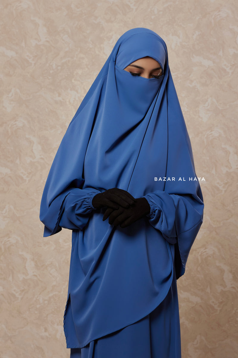 Steel Blue Salam 2 Abaya & Mubarak Khimar Two Piece Set - Nida