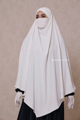 Mubarak Long White Diamond Khimar - Nidha Extra Long