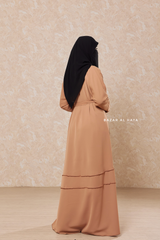 Latte Fathiya Open Front Abaya In Nida - Relaxed Fit