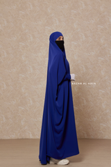 Royal Blue Sarah One Piece Jilbab - Zipper Sleeves - Silk Crepe