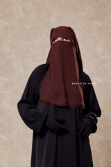 Brown Two Layer Flap Niqab - Premium Wool Chiffon - Medium