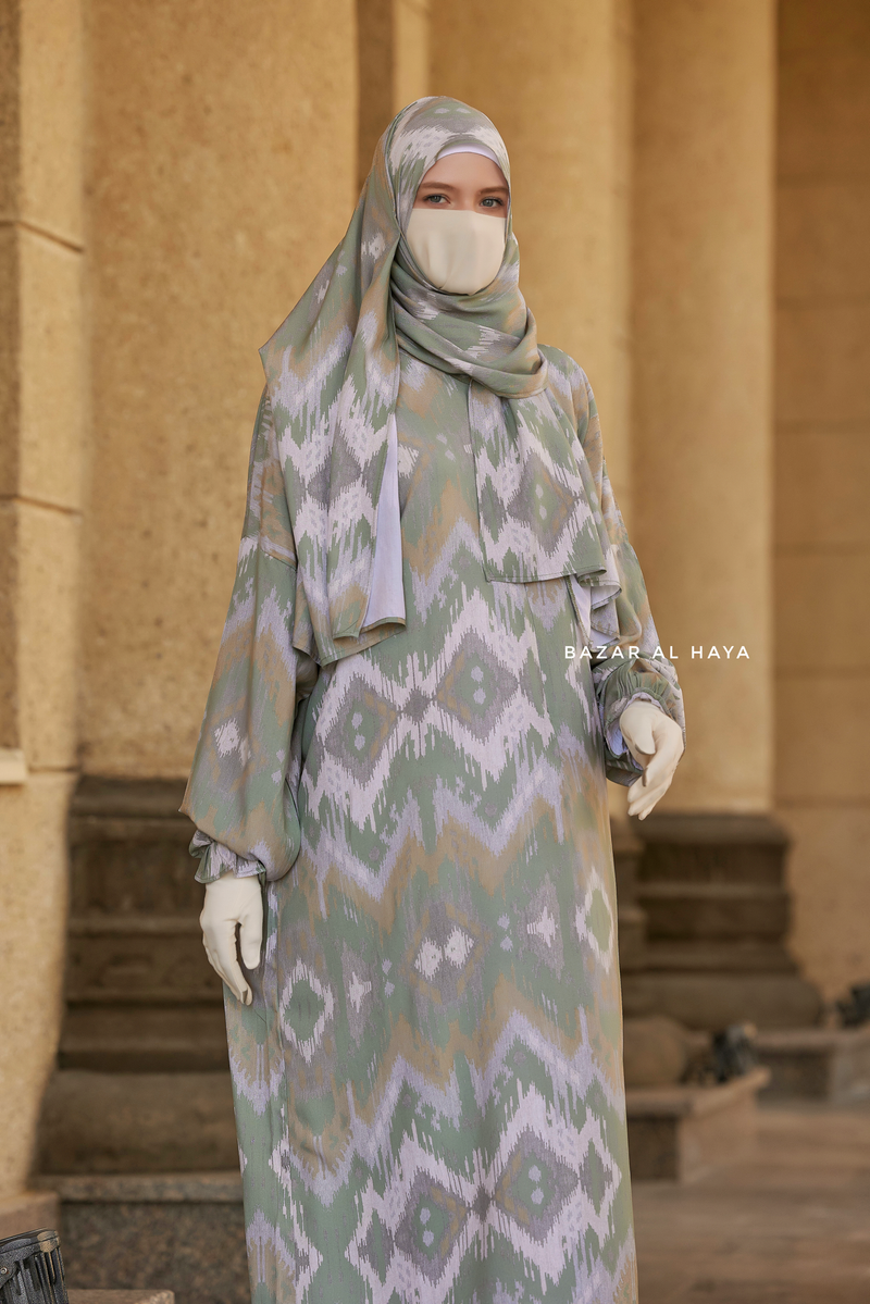 Foliage Print Prayer / Salah Dress 2 - Super Breathable In 100% Cotton