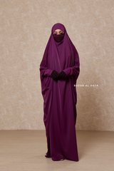 Purple Sarah One Piece Jilbab - Zipper Sleeves - Silk Crepe