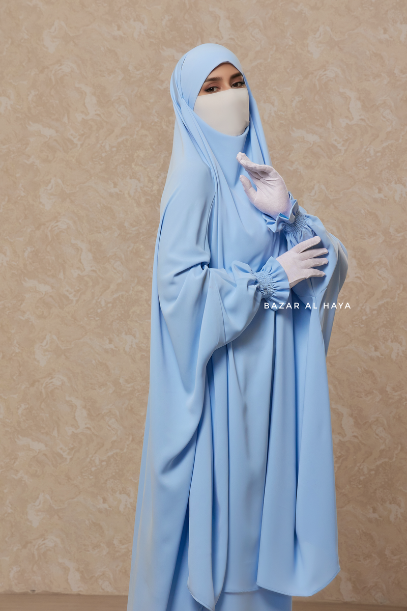 Hoor Baby Blue - Two Piece Jilbab With Skirt- Long & Loose