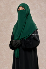 Square Scarf With Half Niqab Set in Emerald - Super Breathable