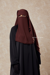 Brown Two Layer Flap Niqab - Premium Wool Chiffon - Medium