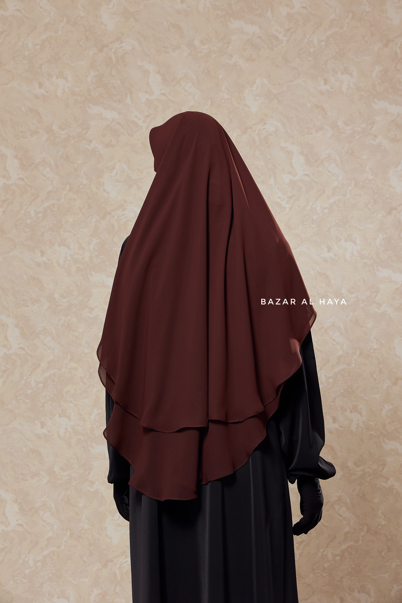 Brown Two Layer Niqab - Premium Wool Chiffon - Medium