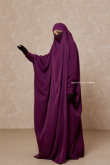 Purple Sarah One Piece Jilbab - Zipper Sleeves - Silk Crepe