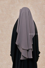 Grey Two Layer Flap Niqab - Premium Wool Chiffon - Medium