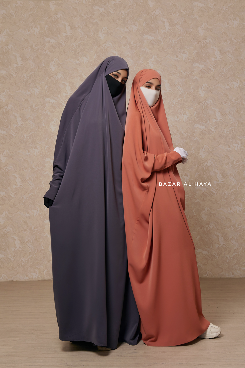 Sarah One Piece Jilbab - Zipper Sleeves - Silk Crepe