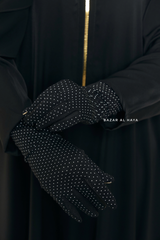 Black Touch Screen Dotted Long Gloves - One Size