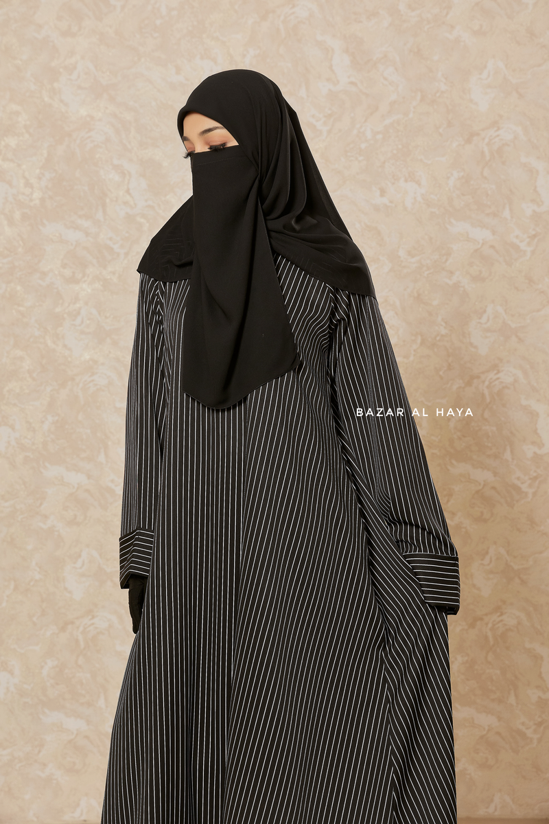 Black Madina Abaya Soft Relaxed Fit Mediumweight Silk Crepe L