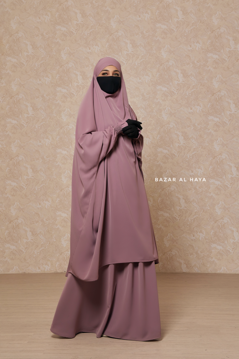 Dusty Rose Hoor - Two Piece Jilbab With Skirt- Long & Loose