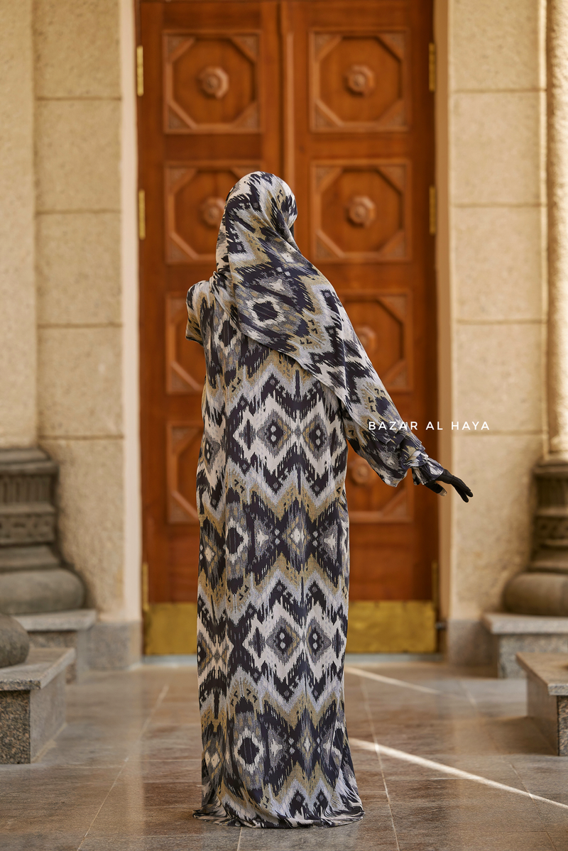 Black Print Prayer / Salah Dress 2 - Super Breathable In 100% Cotton