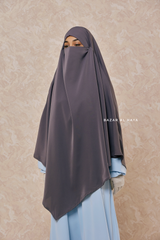 Mubarak Steel Grey Diamond Khimar - Nida Extra Long