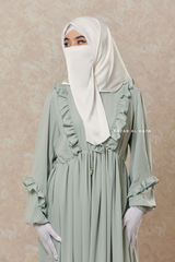 Mint Afsah Ruffle Lightweight Abaya Dress - Breathable Crepe Cotton