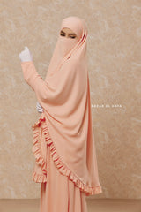 Peach Ibadah Two-piece Jilbab with Skirt, Haj, Umrah Garment & Prayer Set