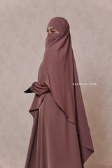 Taupe Rose Salam 2 Abaya & Mubarak Khimar Maxi Set - Nida