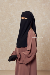 Long Black Two Layer Flap Niqab - Wide - Super Breathable Veil