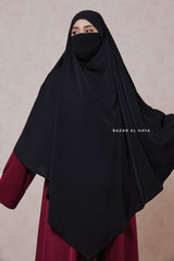 Black Mubarak Long Diamond Khimar - Nidha Extra Long