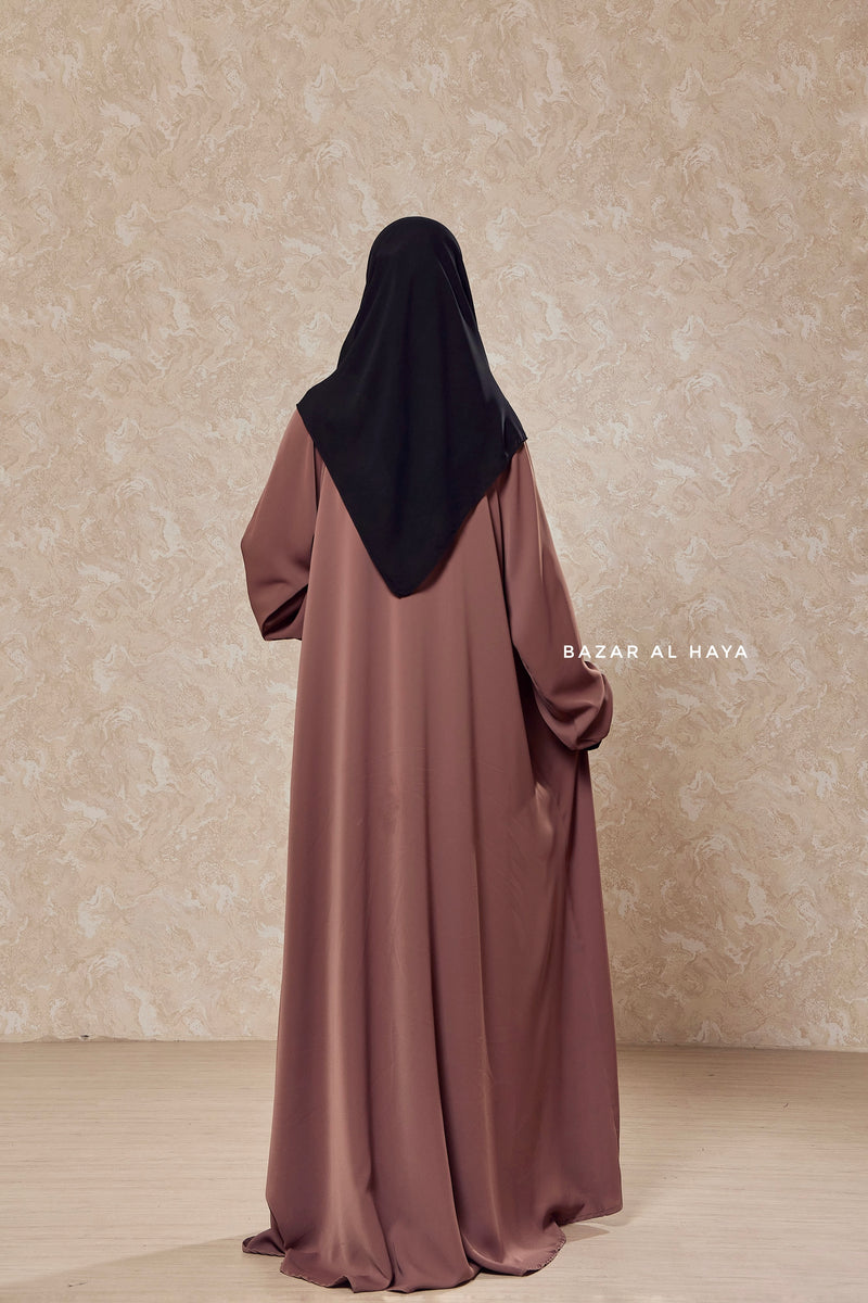 Taupe Rose Salam 2 Abaya - Comfy Style Front Zipper - Nida