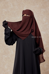 Brown Two Layer Flap Niqab - Premium Wool Chiffon - Medium