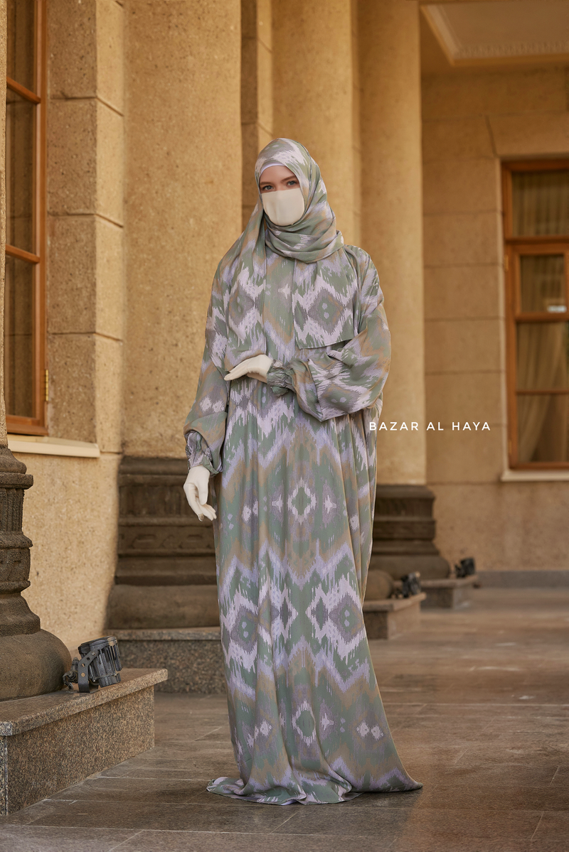 Foliage Print Prayer / Salah Dress 2 - Super Breathable In 100% Cotton