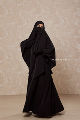 Black Salam 2 Abaya & Mubarak Khimar Maxi Set - Silk Crepe