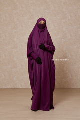 Purple Sarah One Piece Jilbab - Zipper Sleeves - Silk Crepe