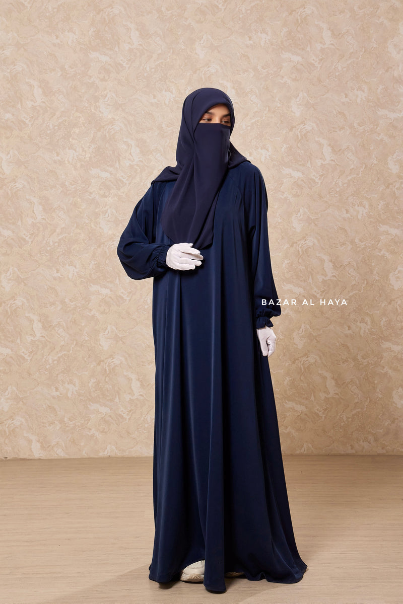 Navy Salam Abaya - Loose & Wide Bottom