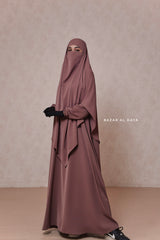 Taupe Rose Salam 2 Abaya & Mubarak Khimar Maxi Set - Nida