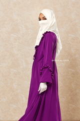 Afsah Bright Purple 3-D Ruffles Lightweight Abaya Dress - Soft Breathable Crepe Cotton