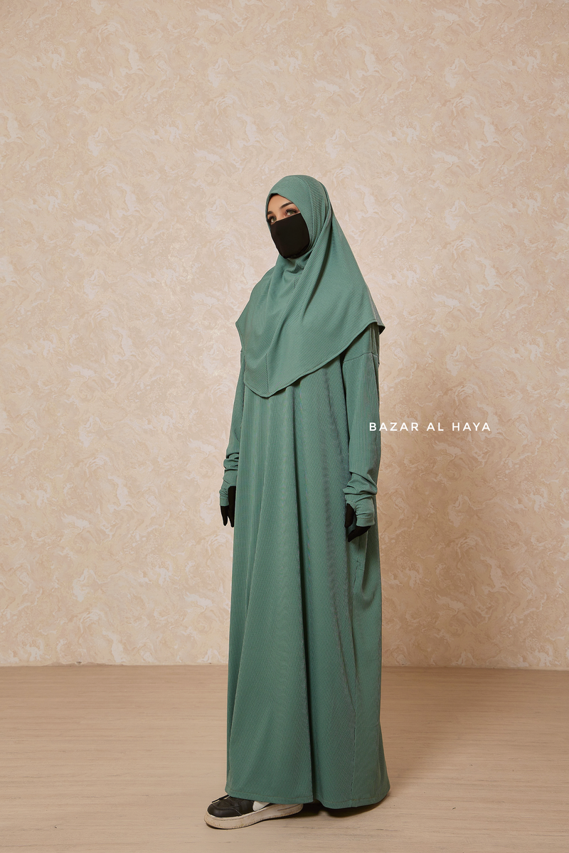 Mint Khawla Premium Corduroy Cotton Two Piece Prayer Dress - Abaya & Khimar