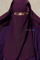 Plum Two Layer Niqab - Premium Wool Chiffon - Medium