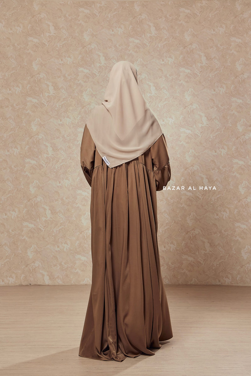 Camel Muna 2 Loose Fit Summer Abaya Dress - Sheen Kharir