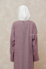 Dusty Mauve Rahima Loose Fit Comfy Abaya With Pockets - Leon