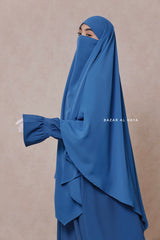 Steel Blue Mubarak Diamond Khimar - Nida Extra Long