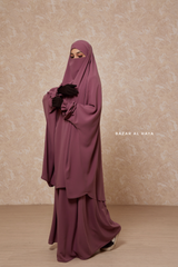 Grape Jahida Two Piece Jilbab With Loose Pants Set - Skirt-Style Shalwar