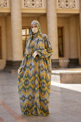 Yellow Print Prayer / Salah Dress 2 - Super Breathable In 100% Cotton