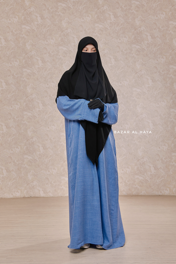 Square Scarf With Half Niqab Set In Black - Super Breathable - Quality