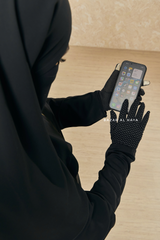 Black Touch Screen Dotted Long Gloves - One Size