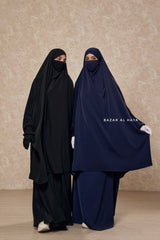 Hoor Black / Navy Two Piece Jilbab With Skirt- Long & Loose