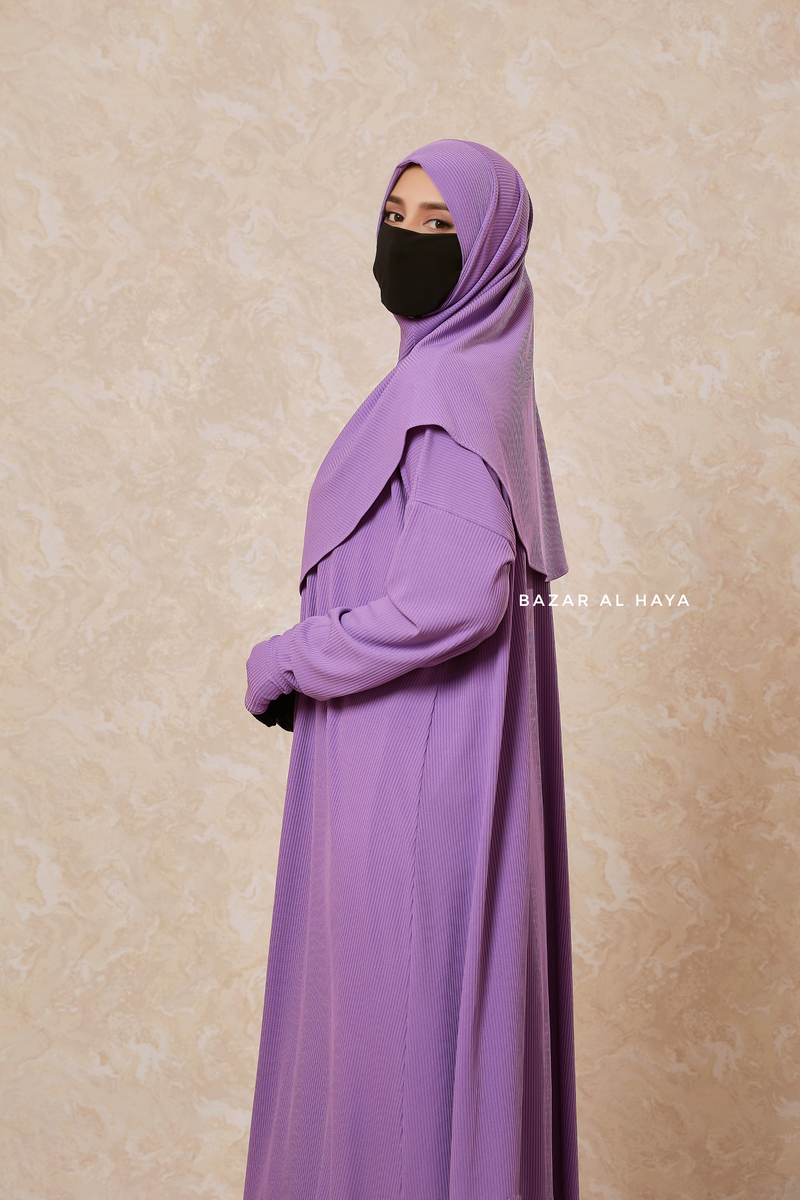 Lavender Khawla Premium Corduroy Cotton Two Piece Prayer Dress - Abaya & Khimar