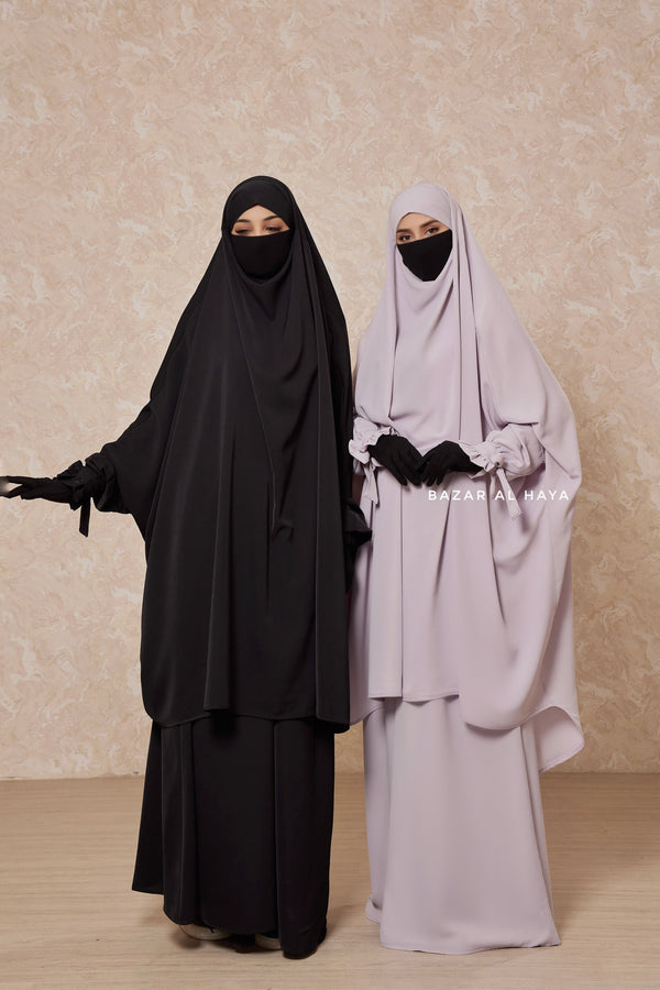Jahida Two Piece Jilbab With Loose Pants Set - Skirt-Style Shalwar