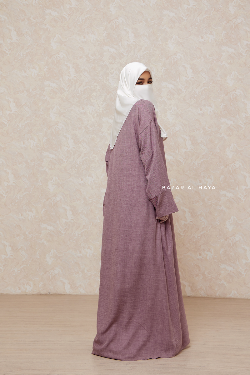 Dusty Mauve Rahima Loose Fit Comfy Abaya With Pockets - Leon