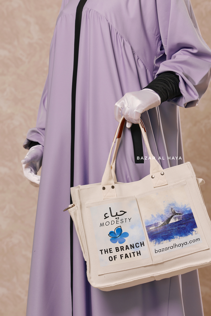 “Modesty - The Branch Of Faith” Ivory Cotton Tote Bag