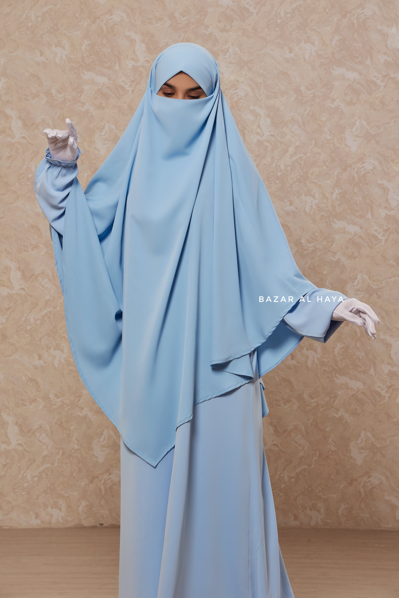 Baby Blue Salam Abaya & Mubarak Khimar Set - Nida