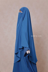 Steel Blue Mubarak Diamond Khimar - Nida Extra Long